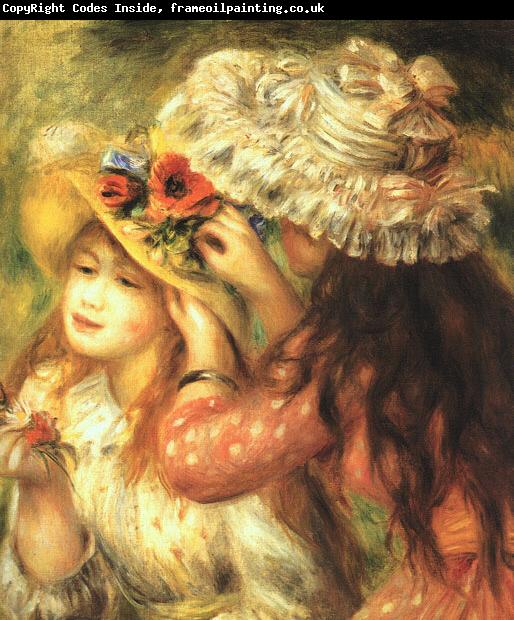 Pierre Renoir Girls Putting Flowers in their Hats